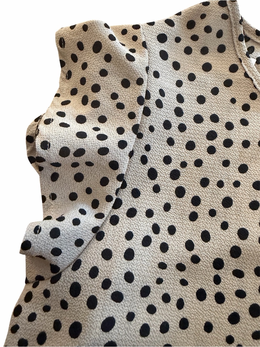 Papermoon Beige Blouse with Black Polka Dots Hi-Low - Picture 4 of 5